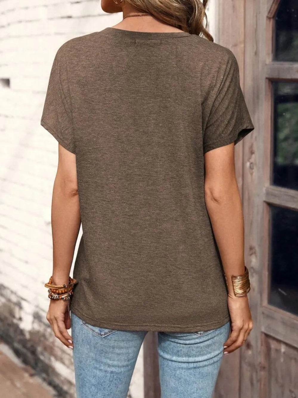 Half Button Short Sleeve Top - IntuitiveEncBoutique