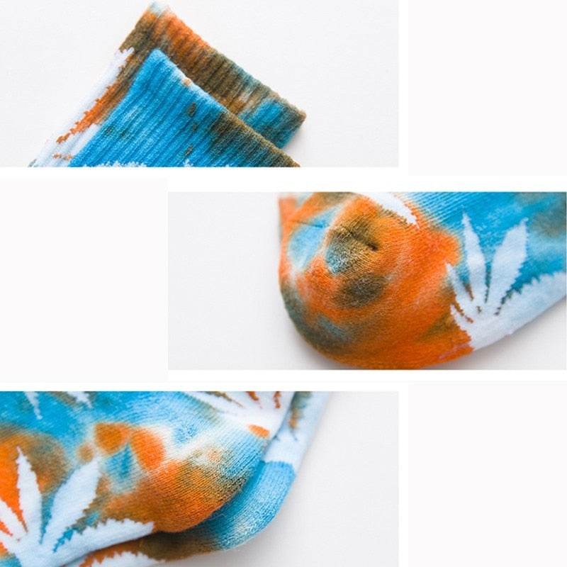 White Maple Leaves Men Colorful Cotton Socks Hip Hop Street Skater Socks - IntuitiveEncBoutique
