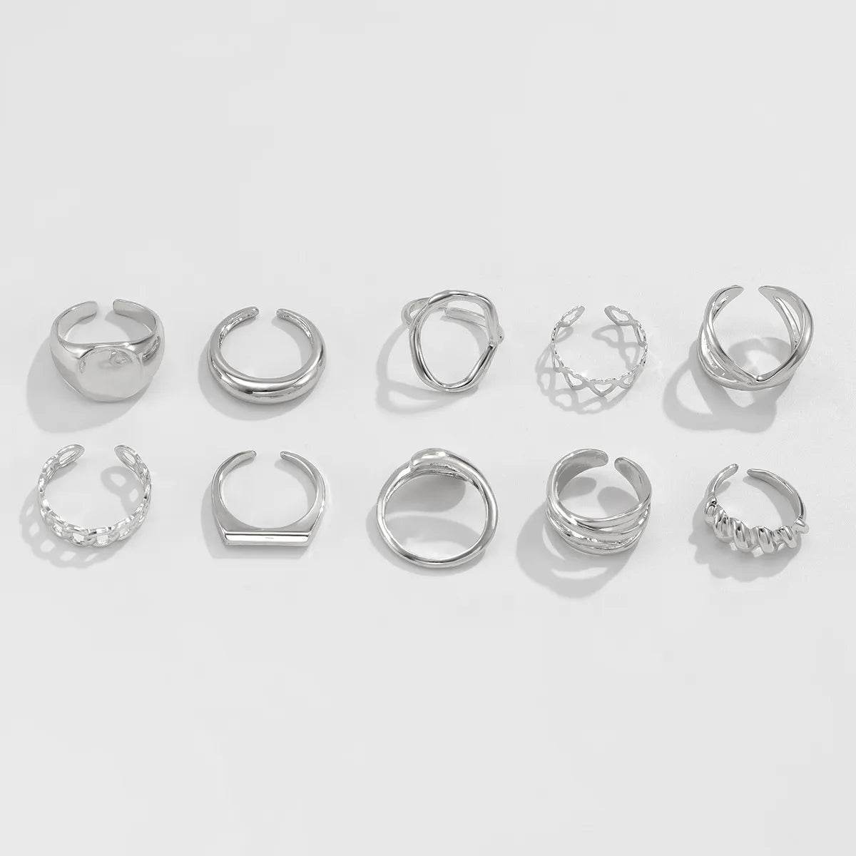 10-Piece Alloy Geometric Ring - IntuitiveEncBoutique