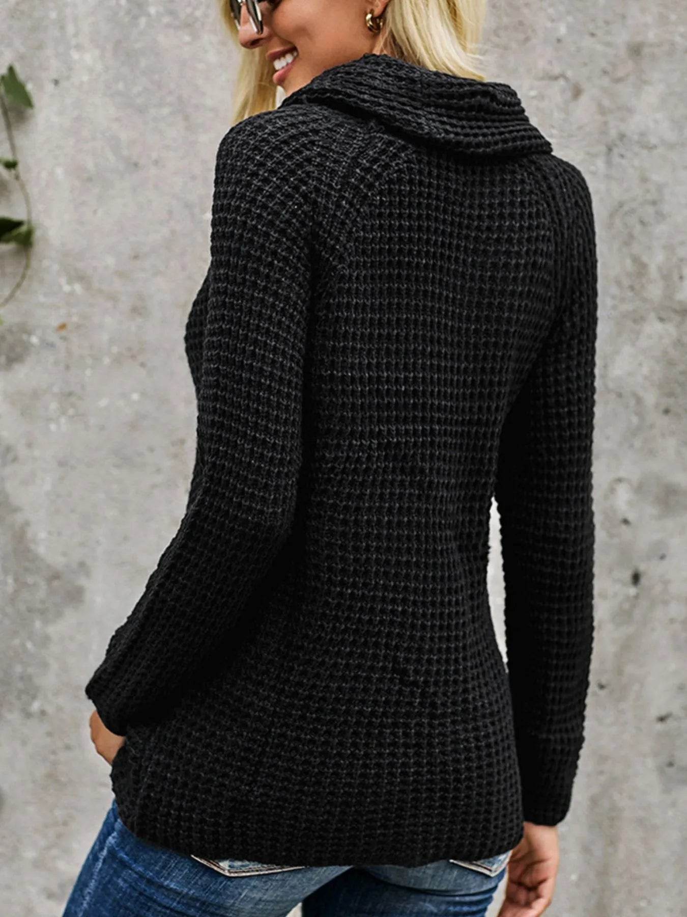 Full Size Texture Turtleneck Long Sleeve Sweater Plus Size - IntuitiveEncBoutique