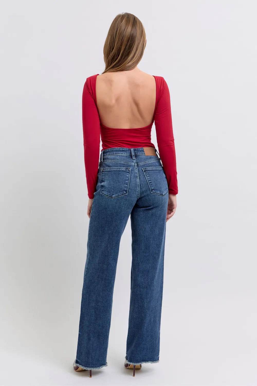 Judy Blue Full Size Raw Hem Mid Rise Jeans - IntuitiveEncBoutique