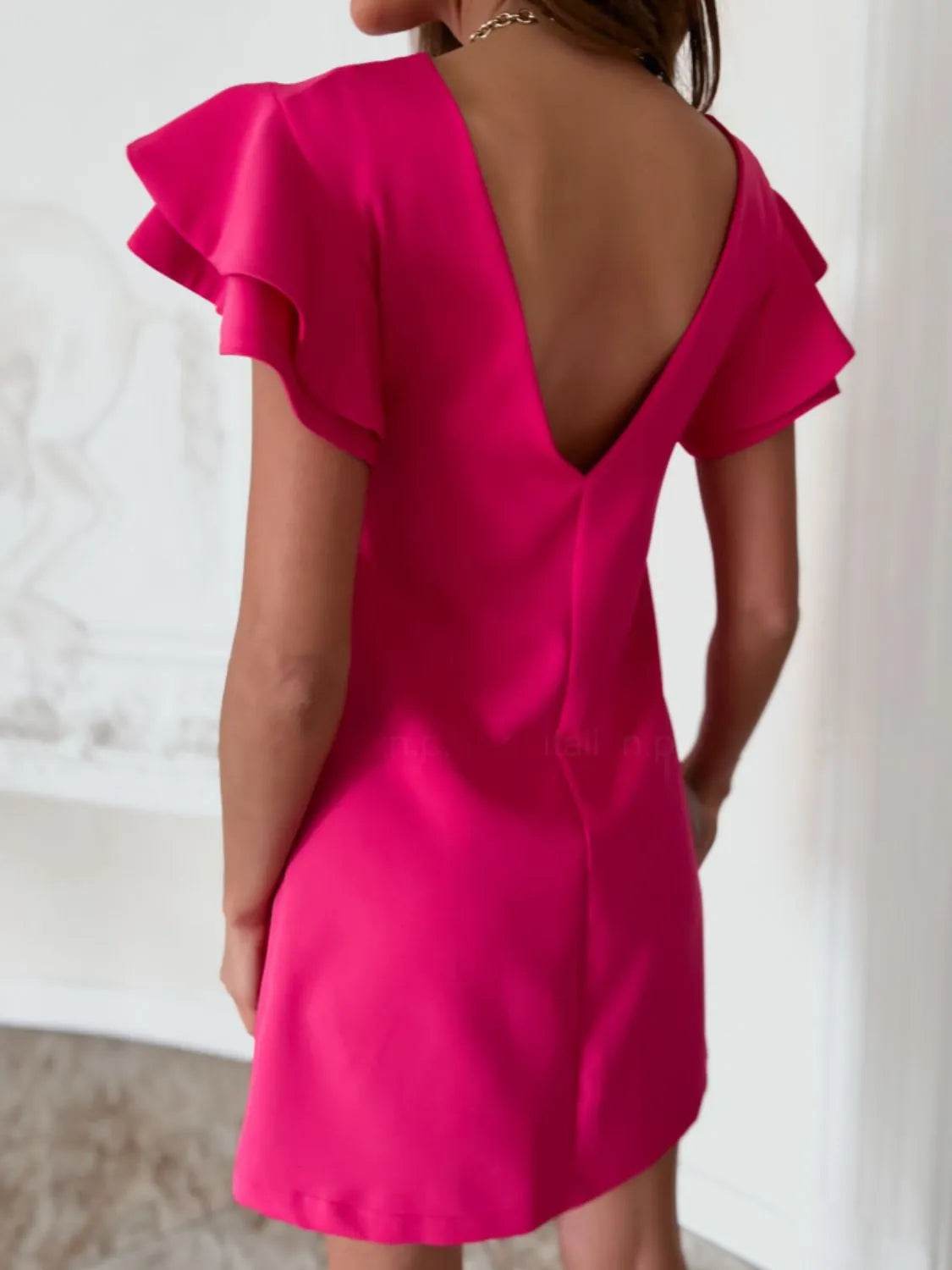 Ruffled Layered Short Sleeve Mini Dress - IntuitiveEncBoutique