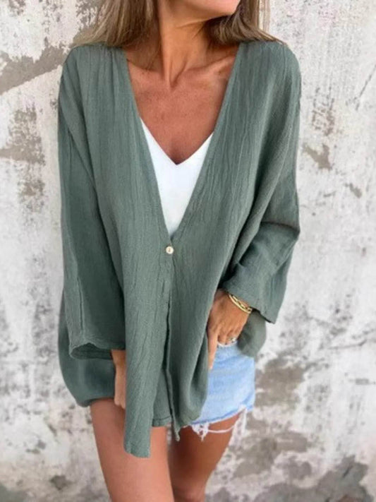 Full Size Oversized Button-Up Cardigan Plus Size - IntuitiveEncBoutique