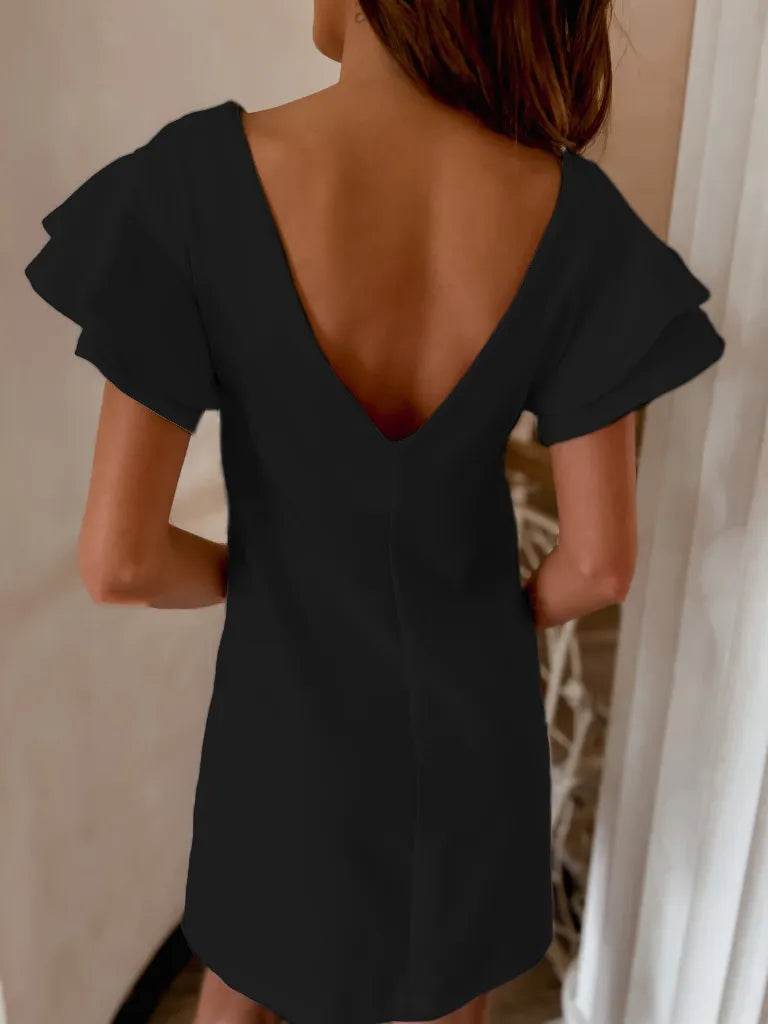 Ruffled Layered Short Sleeve Mini Dress - IntuitiveEncBoutique