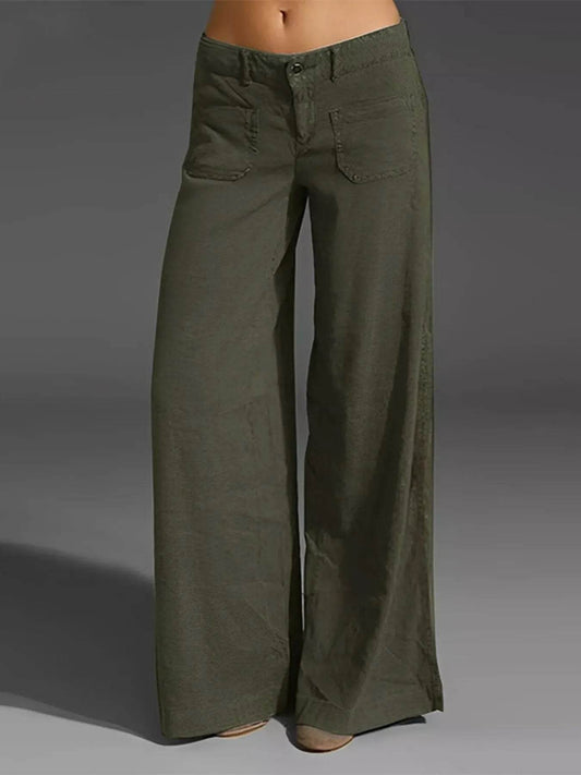Full Size Wide Leg Pants with Pockets Plus Size - IntuitiveEncBoutique