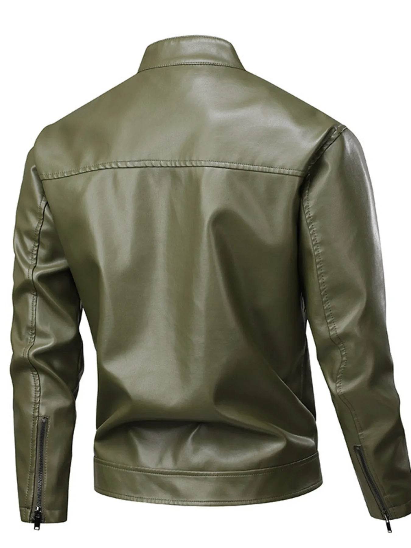 Men's Full Size Leather Zip Up Jacket Plus Size - IntuitiveEncBoutique