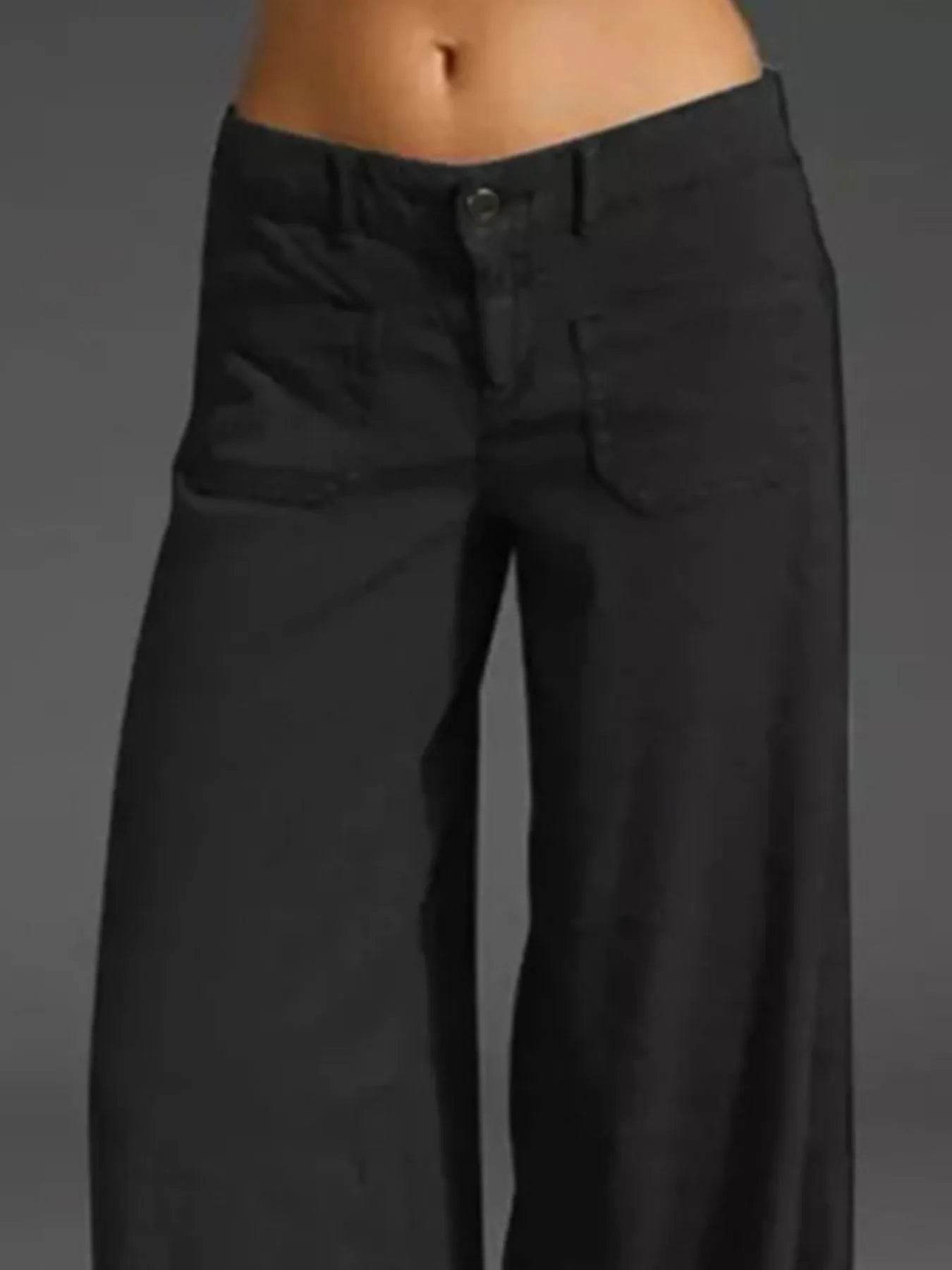 Full Size Wide Leg Pants with Pockets Plus Size - IntuitiveEncBoutique