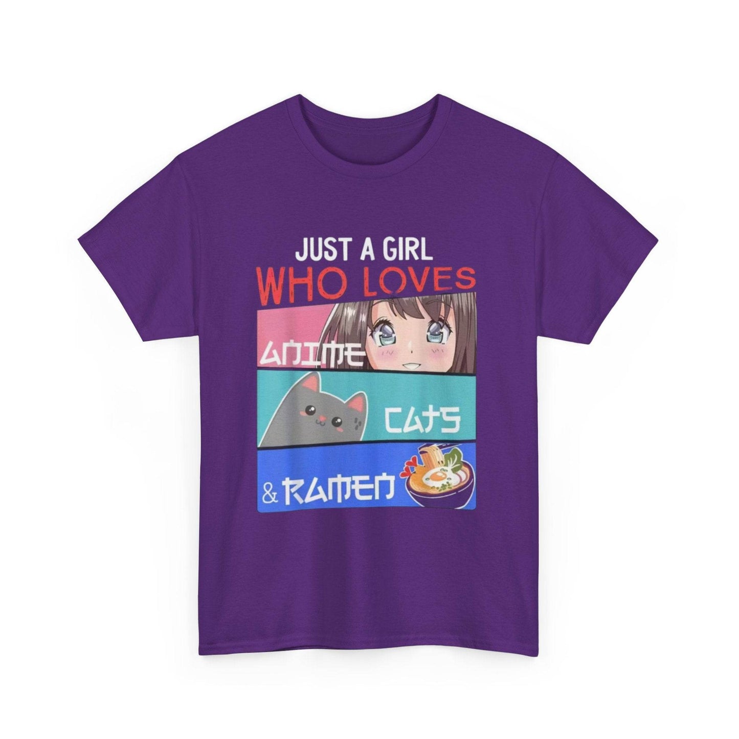 Just a Girl Who Loves Anime Cats & Ramen T-Shirt - IntuitiveEncBoutique