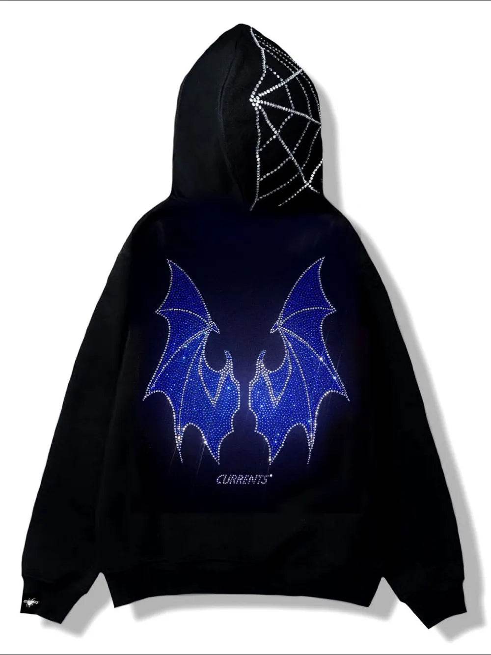 Men's Rhinestone Bat Zip Up Hoodie - IntuitiveEncBoutique