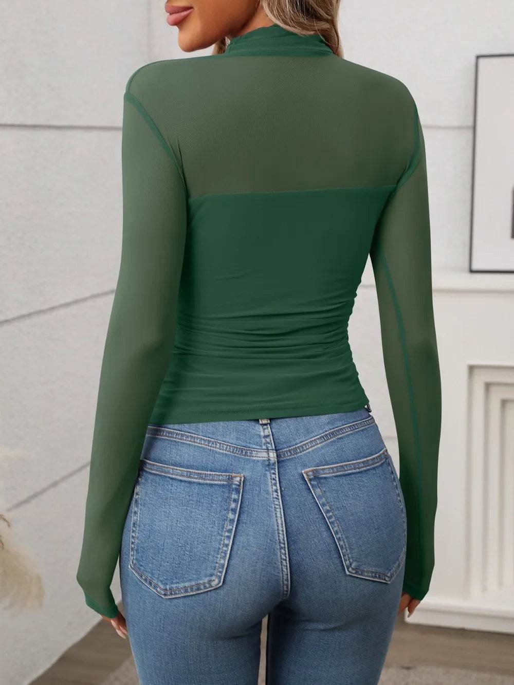 Mock Neck Long Sleeve Top - IntuitiveEncBoutique