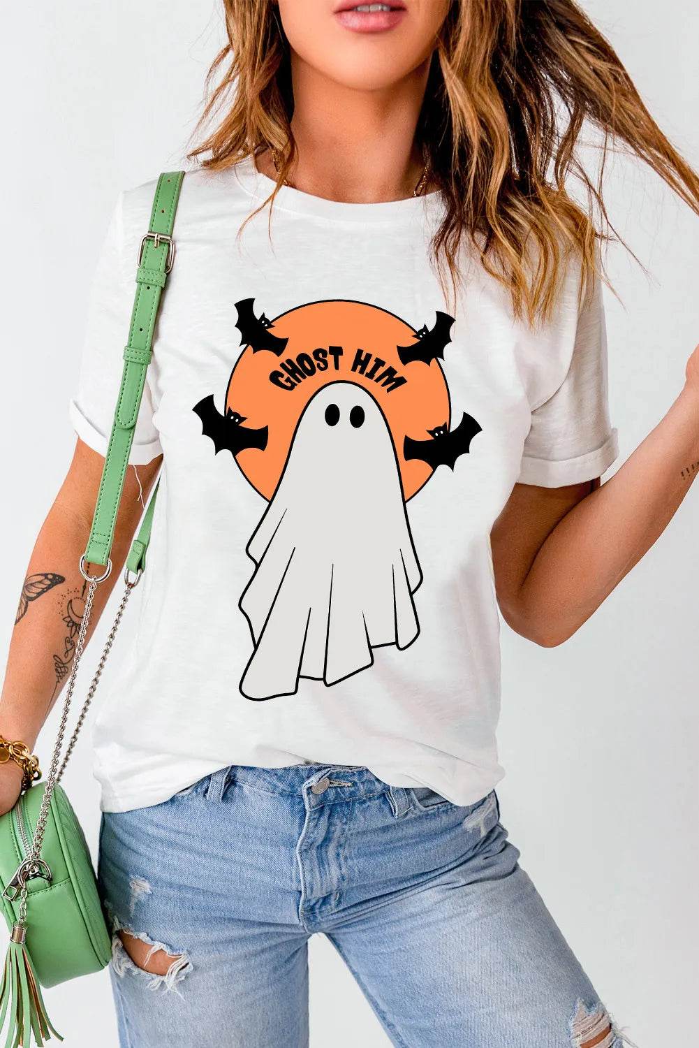 Full Size Ghost Round Neck Short Sleeve T-Shirt - IntuitiveEncBoutique