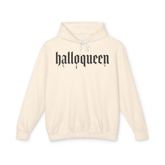 Halloween Unisex Lightweight Hoodie, Halloqueen Sweatshirt, Cute Fall Fashion, Cozy Halloween Gift, Spooky Season Apparel - IntuitiveEncBoutique