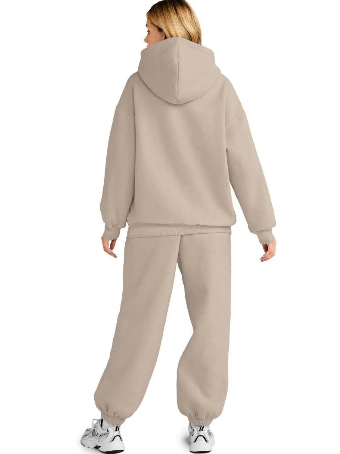 Full Size Kangaroo Pocket Hoodie and Joggers Set Plus Size - IntuitiveEncBoutique