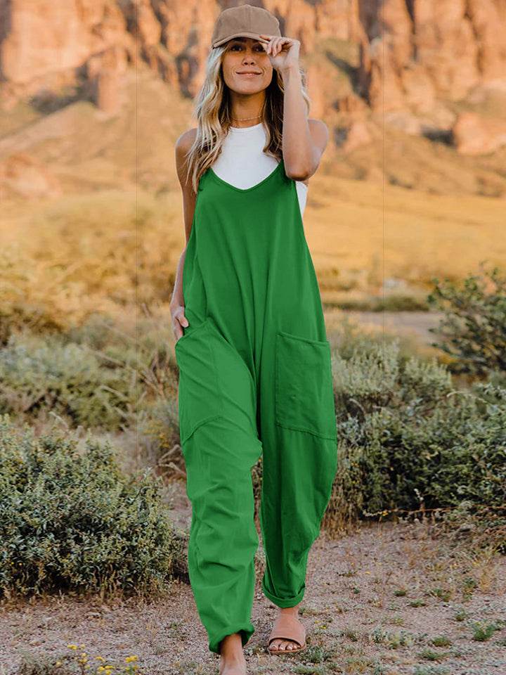 Double Take Full Size Sleeveless V-Neck Pocketed Jumpsuit - IntuitiveEncBoutique