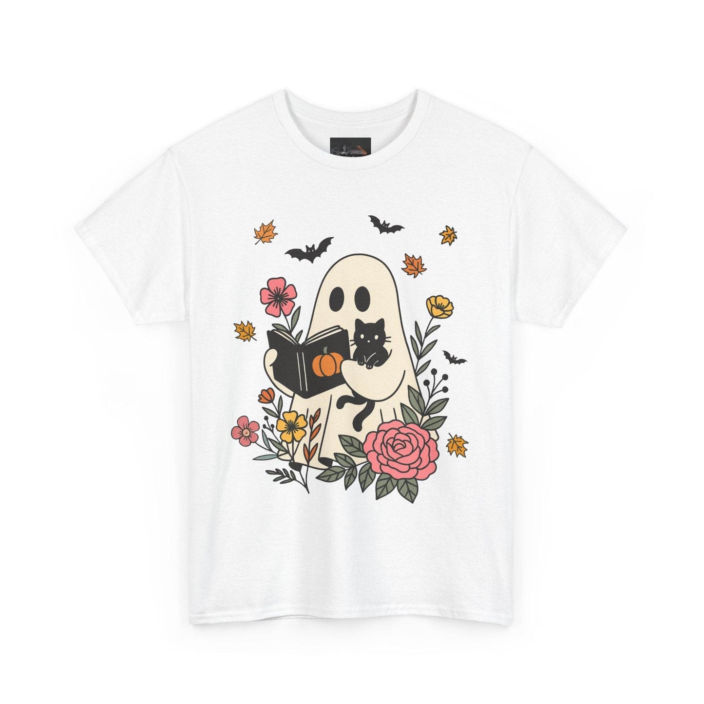 Cute Ghost & Cat Unisex Heavy Cotton Tee - IntuitiveEncBoutique