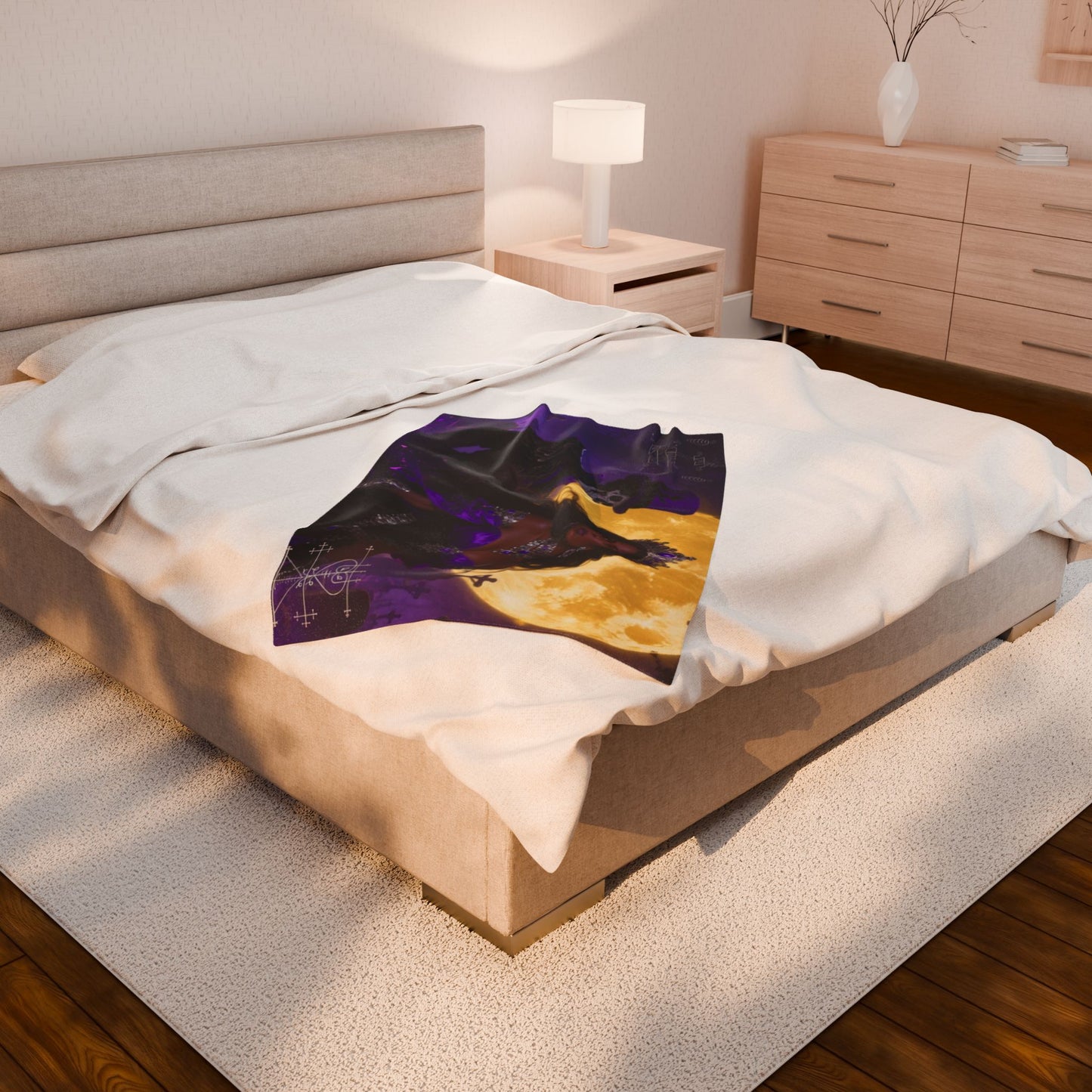 Enigmatic Ghede Moonlight Velveteen Plush Blanket | Cozy Throw for Halloween, Gothic Decor, Spooky Season, Home Sweet Home