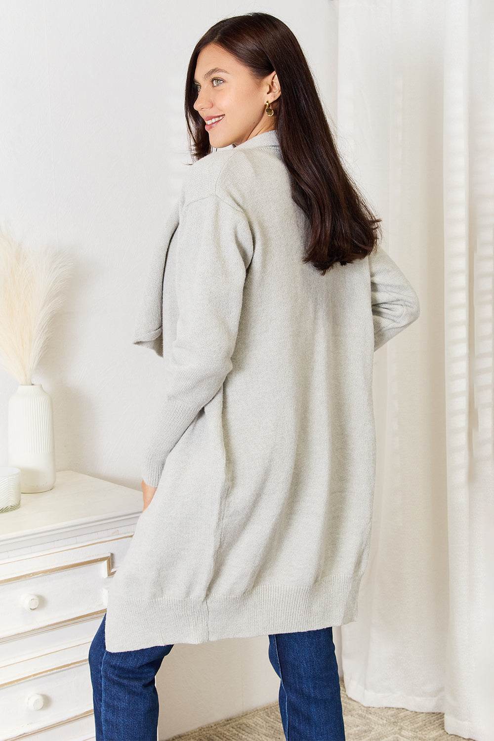 Angel Wings Open Front Duster Cardigan with Pockets - IntuitiveEncBoutique
