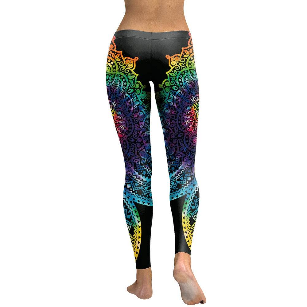 Women Mandala Flower 3D Printing Gradient Legging Fitness Leggings - IntuitiveEncBoutique