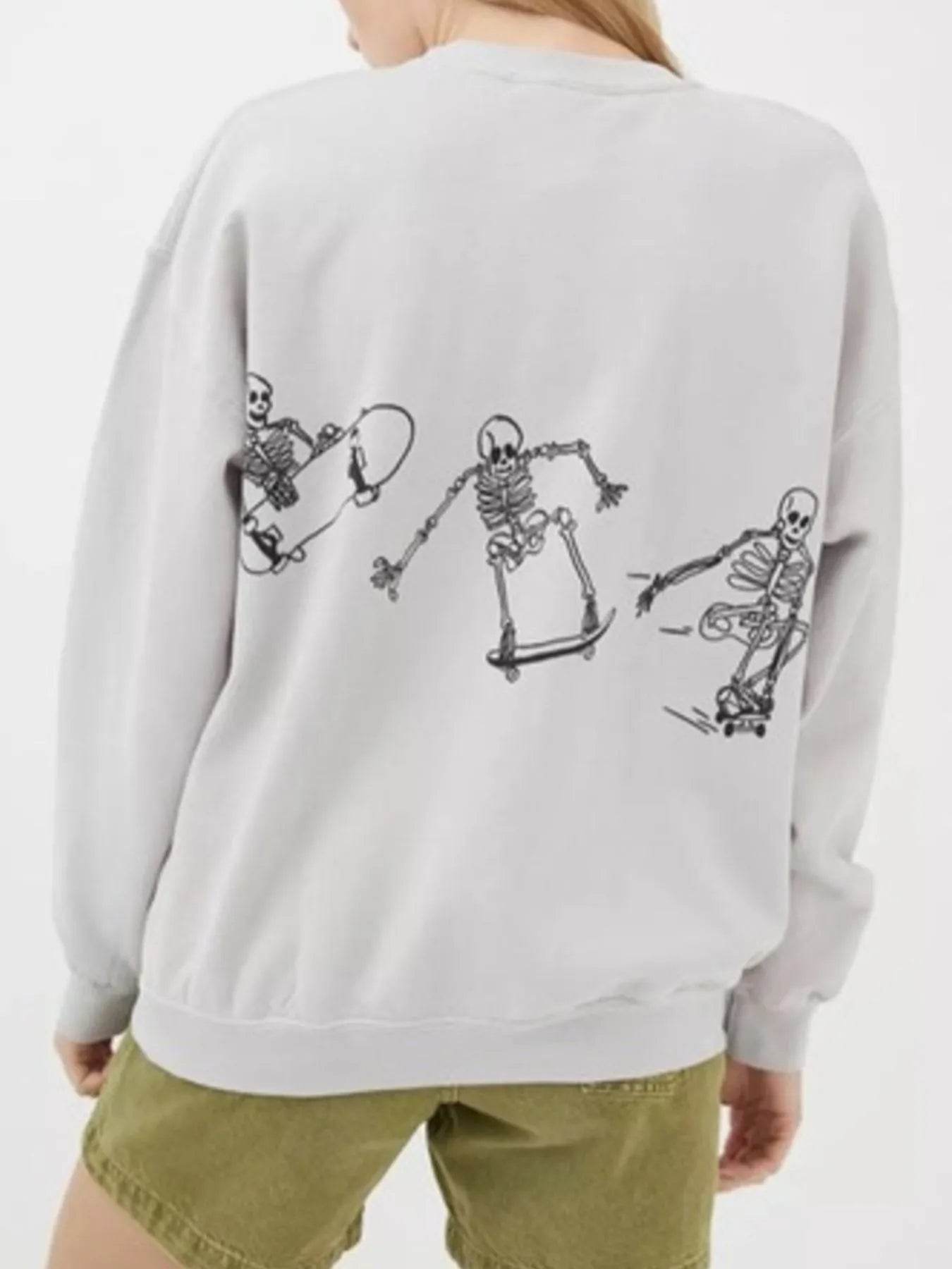 Skeleton Graphic Oversized Sweatshirt - IntuitiveEncBoutique