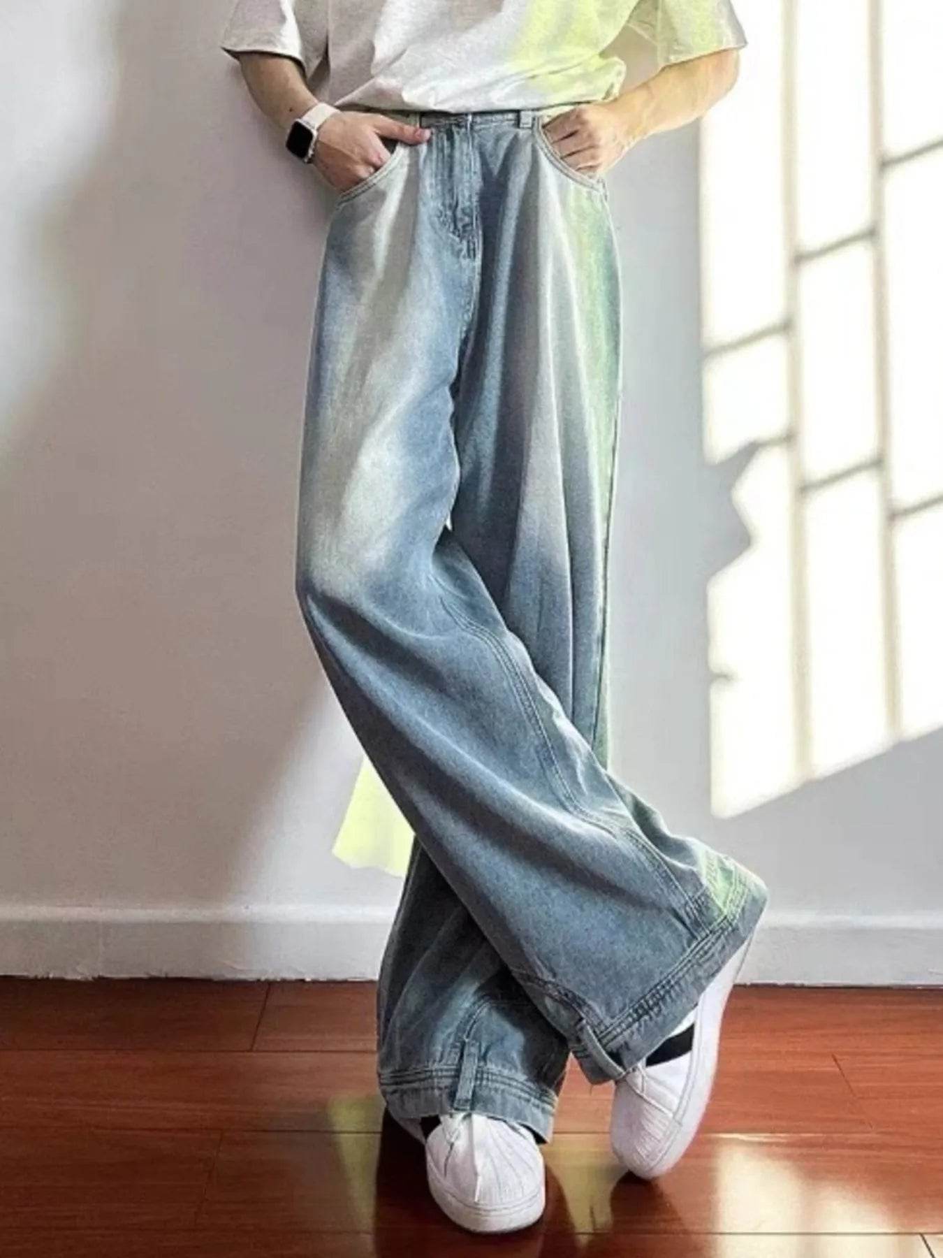 Men's Full Size Wide Leg Jeans Plus Size - IntuitiveEncBoutique