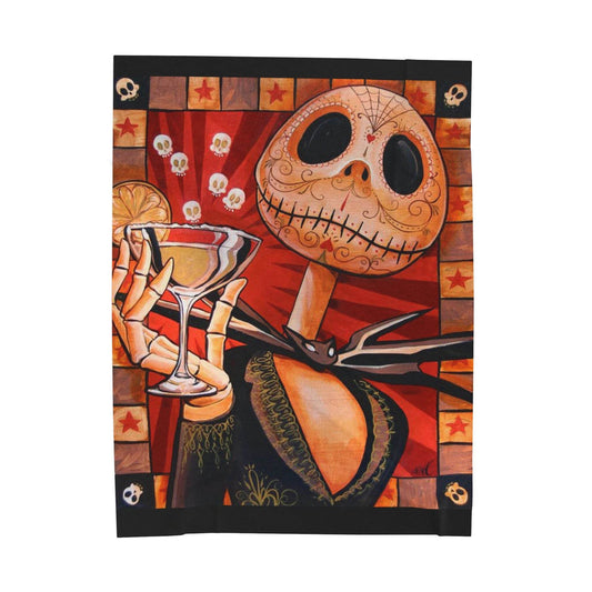 Velveteen Plush Blanket - Cozy Jack Skeleton Design, Halloween Decor, Movie-inspired Gift, Snuggly Throw, Unique Home Accent - IntuitiveEncBoutique