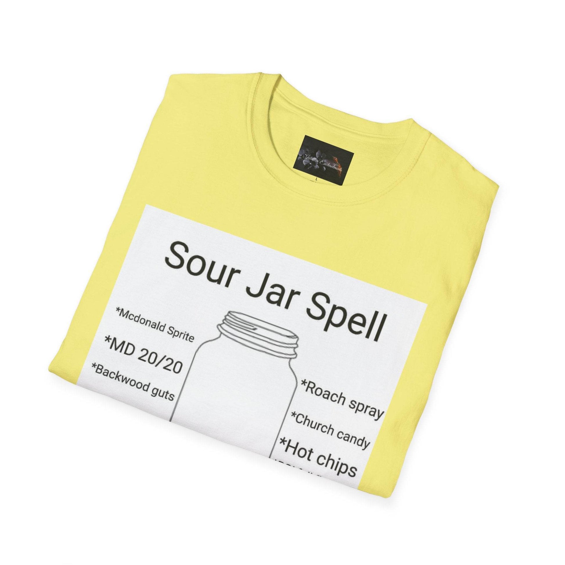 Sour Jar Spell T-Shirt for Witches, Unisex Softstyle Tee, Ideal for Magical Practitioners, Spell Casting, Witchcraft Gift, Summer Solstice - IntuitiveEncBoutique