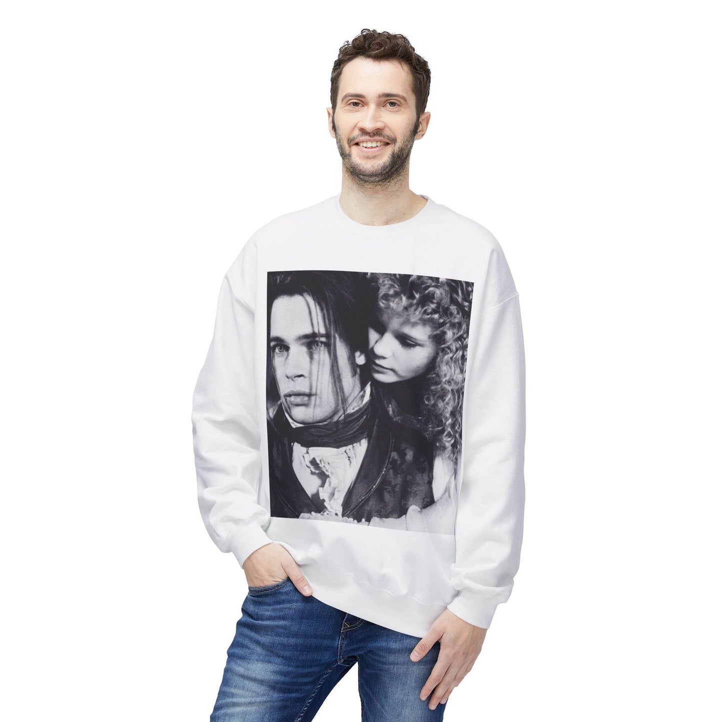 Vampire Romance Fleece Crewneck Sweatshirt, Cozy Sweatshirt, Gothic Fashion, Unisex Gift, Movie Lover Apparel, Halloween Outfit - IntuitiveEncBoutique