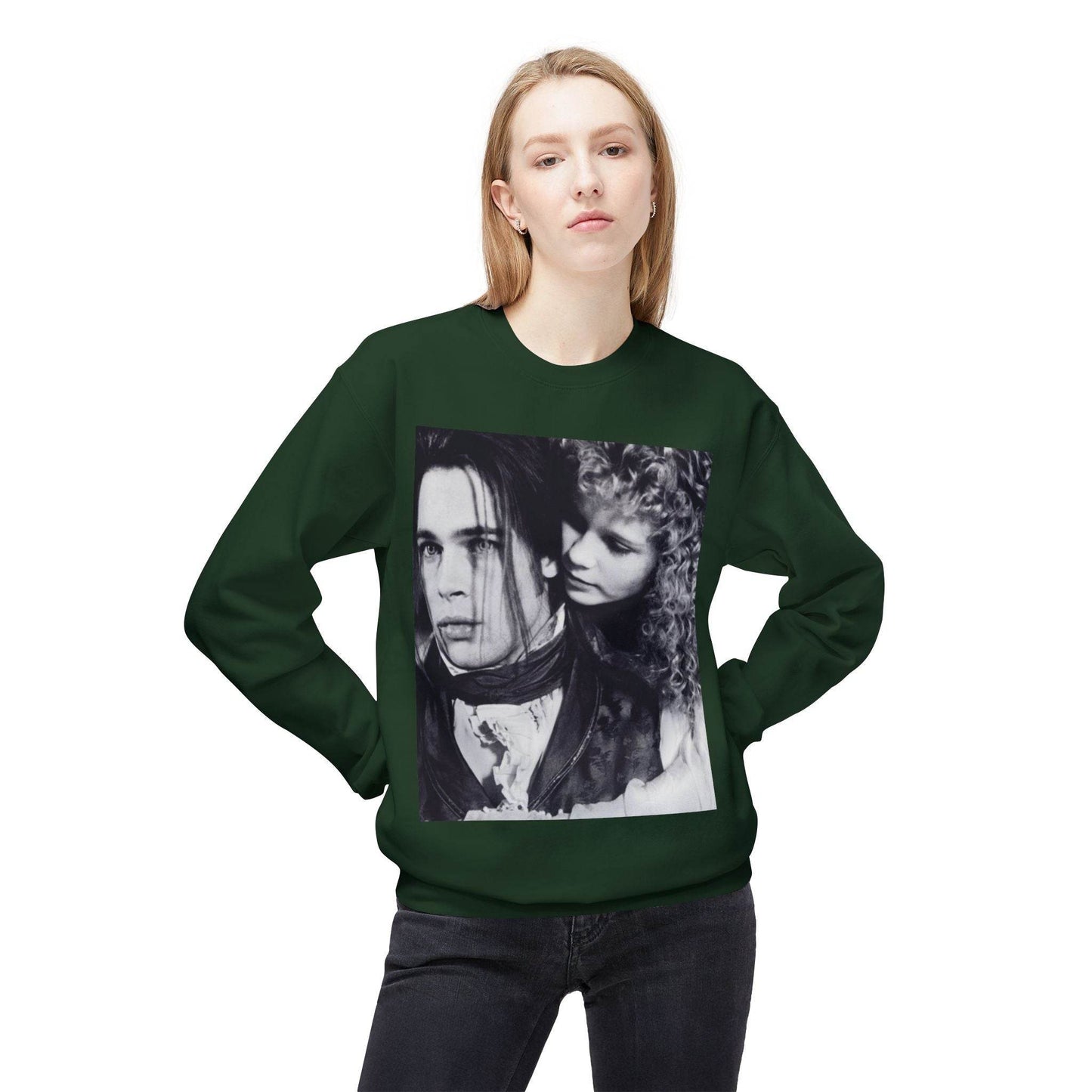 Vampire Romance Fleece Crewneck Sweatshirt, Cozy Sweatshirt, Gothic Fashion, Unisex Gift, Movie Lover Apparel, Halloween Outfit - IntuitiveEncBoutique
