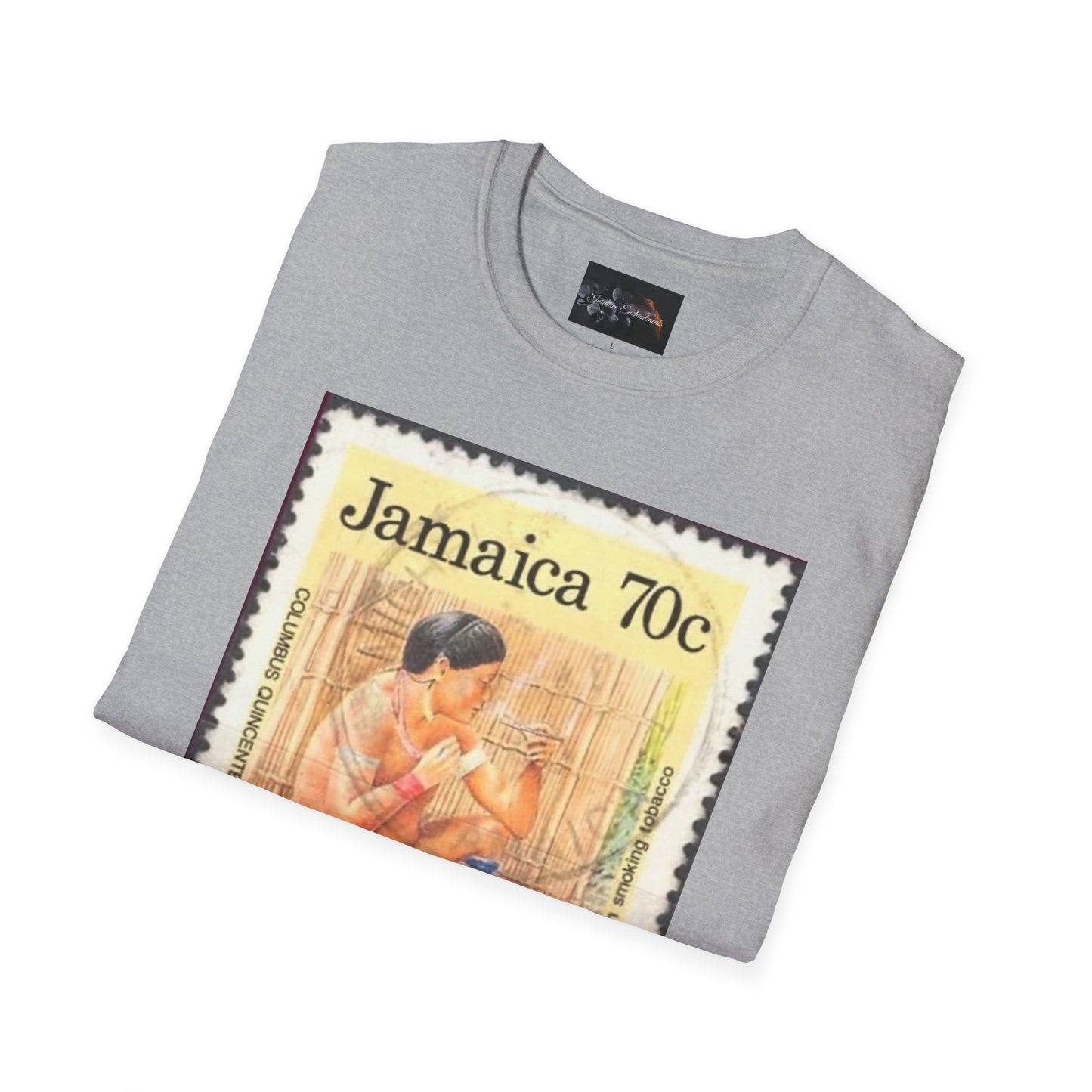 Vintage Jamaica Stamp Tee, Softstyle T-Shirt, Unisex Graphic Tee, Bohemian Style Shirt, Travel Lovers Apparel, Cool Gift Idea