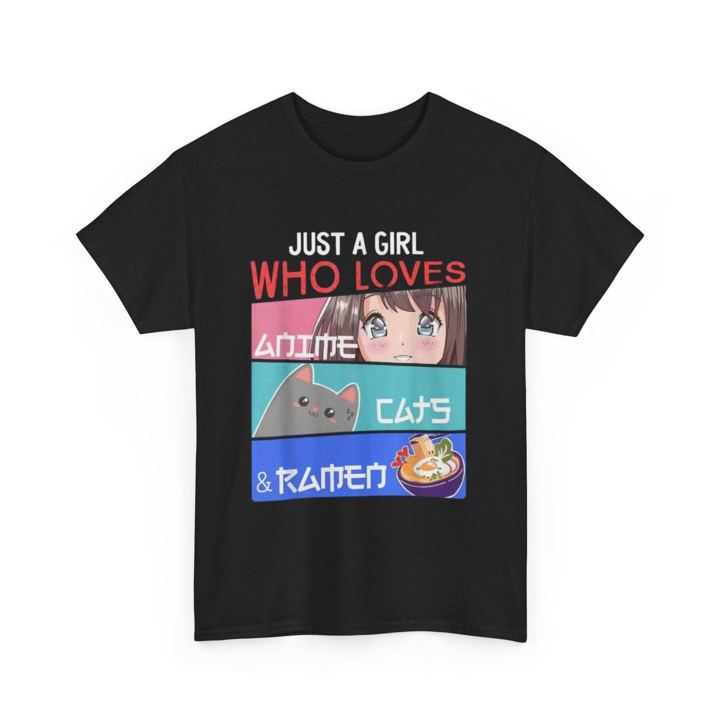 Just a Girl Who Loves Anime Cats & Ramen T-Shirt - IntuitiveEncBoutique