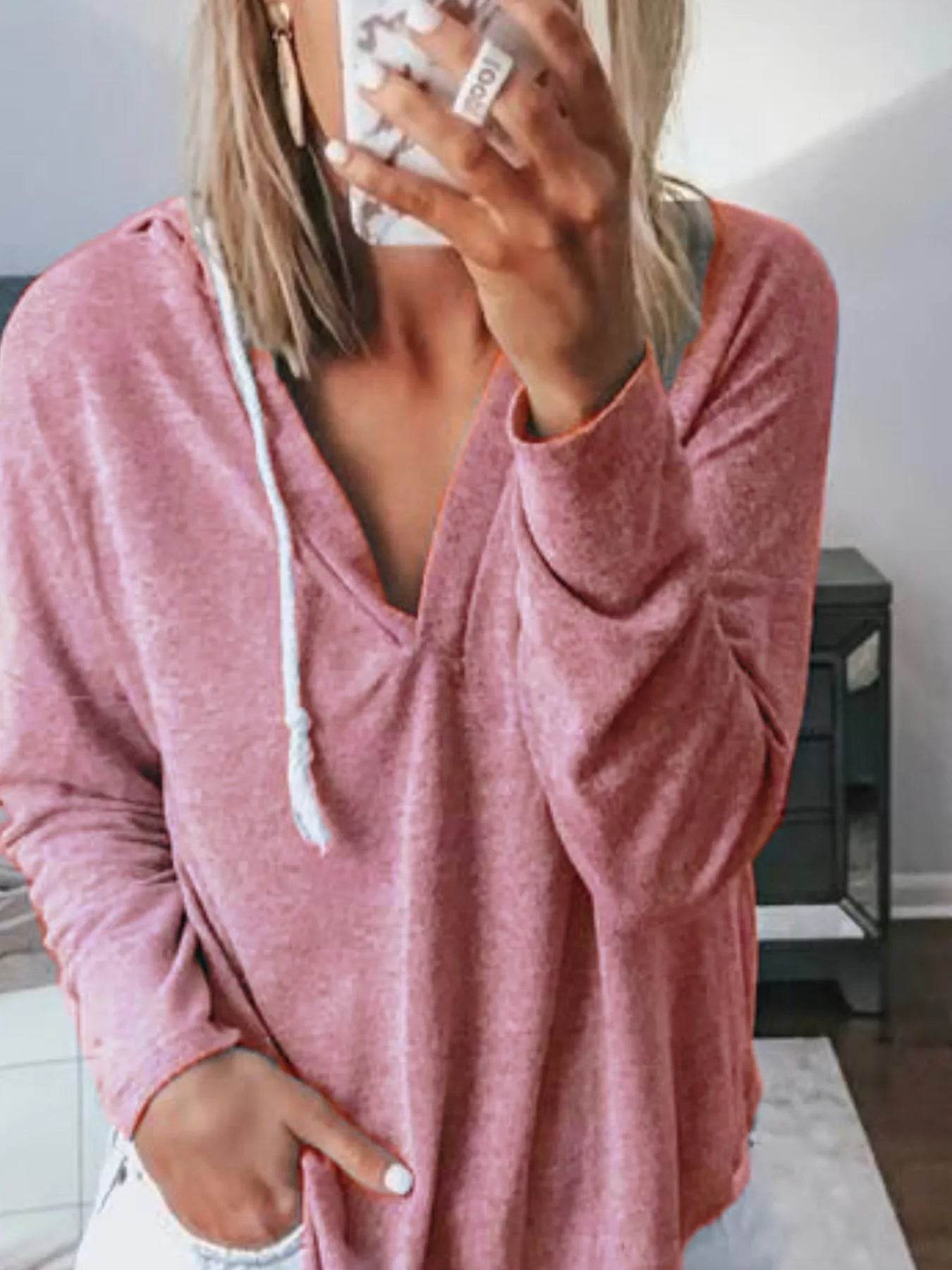 Full Size Drawstring Long Sleeve Hoodie Plus Size - IntuitiveEncBoutique