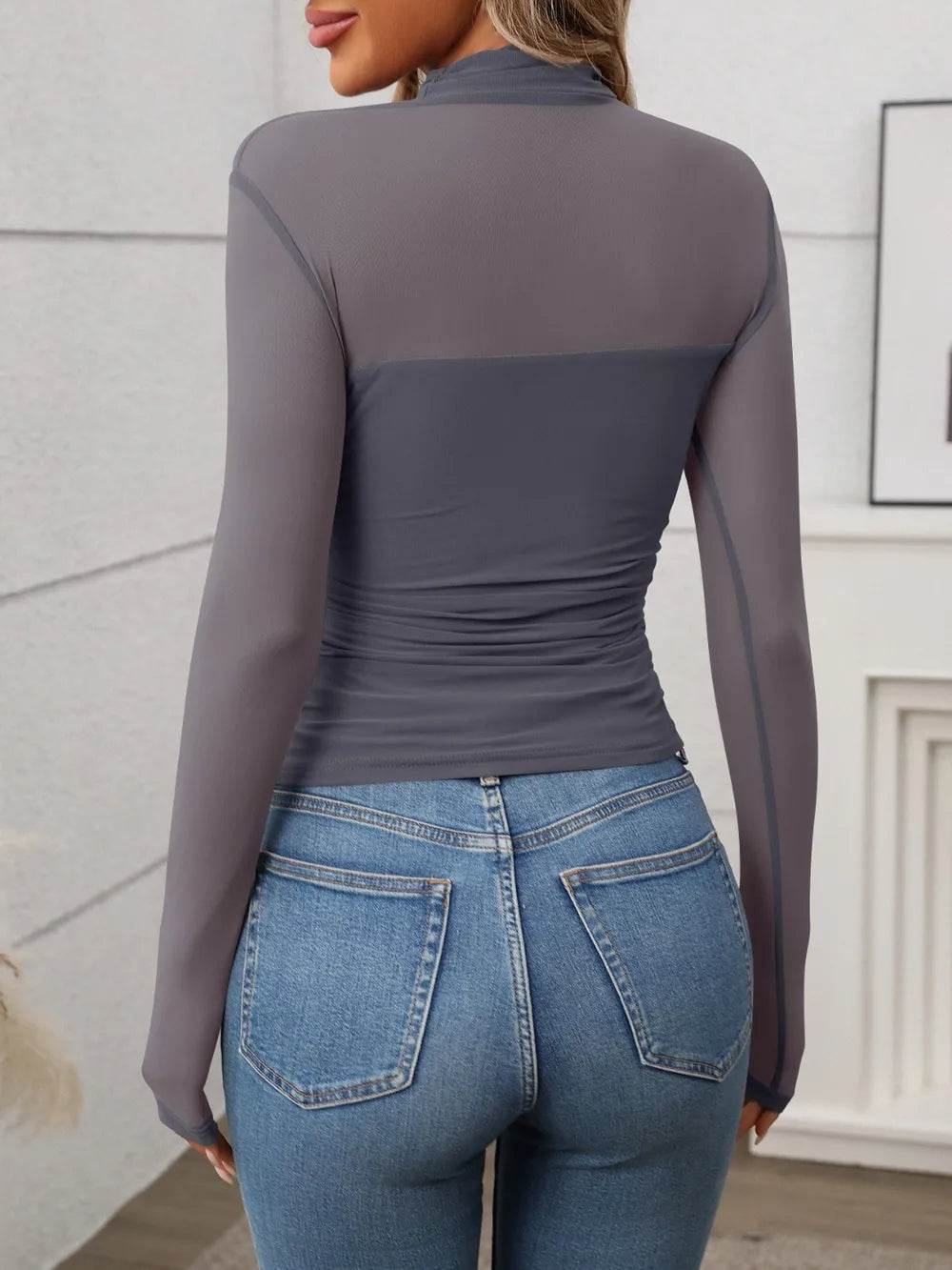 Mock Neck Long Sleeve Top - IntuitiveEncBoutique