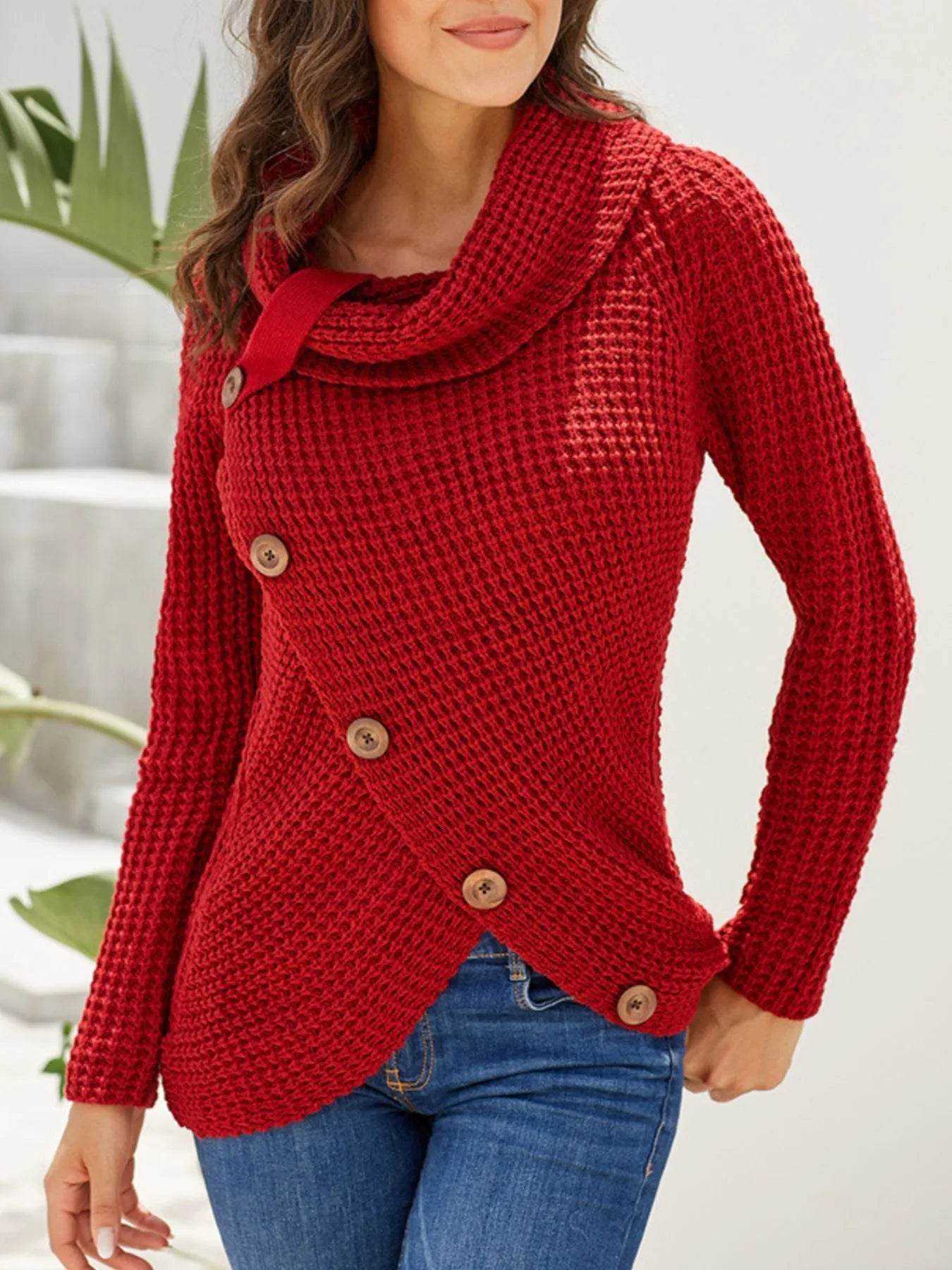 Full Size Texture Turtleneck Long Sleeve Sweater Plus Size - IntuitiveEncBoutique
