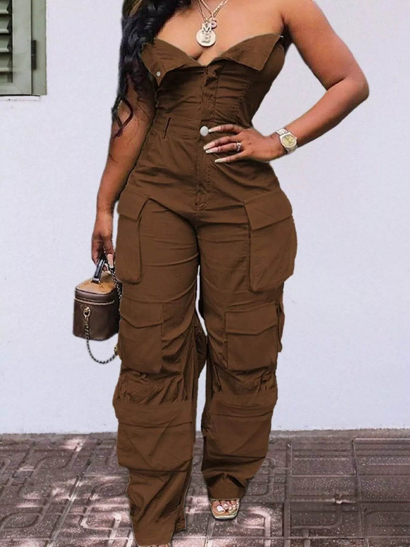Tube Snap Down Cargo Jumpsuit - IntuitiveEncBoutique