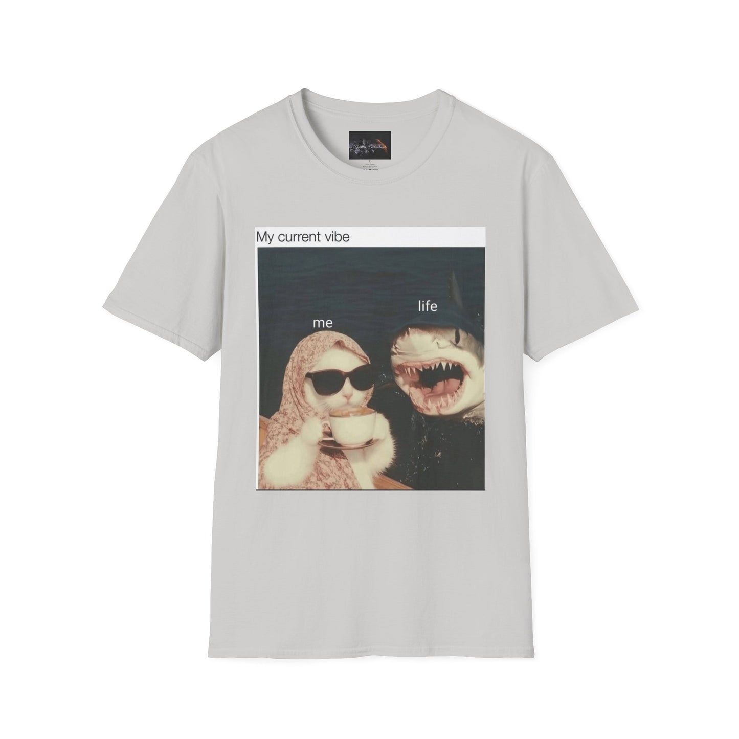 My Current Vibe T-Shirt, Funny Cat Shark Tee for Casual Outings, Unique Gift for Cat Lovers, Summer Style, Chill Vibes