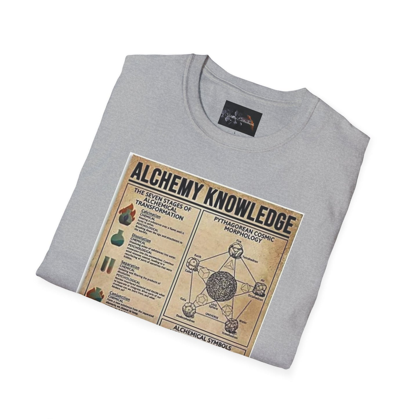 Alchemy Knowledge Unisex T-Shirt, Vintage-style Graphic Tee, Gift for Historians, Science Lovers, Unique Learning Shirt, Educational Apparel