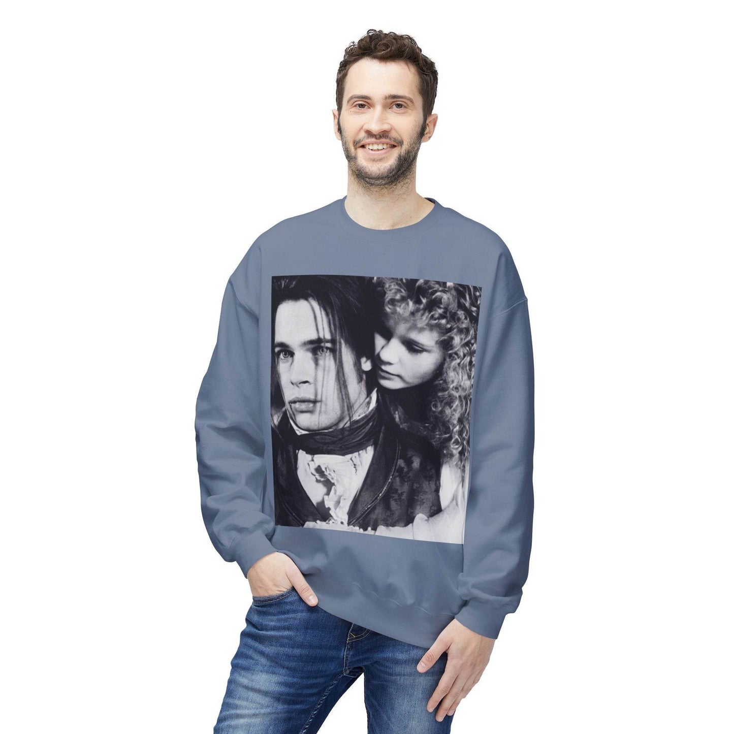 Vampire Romance Fleece Crewneck Sweatshirt, Cozy Sweatshirt, Gothic Fashion, Unisex Gift, Movie Lover Apparel, Halloween Outfit - IntuitiveEncBoutique