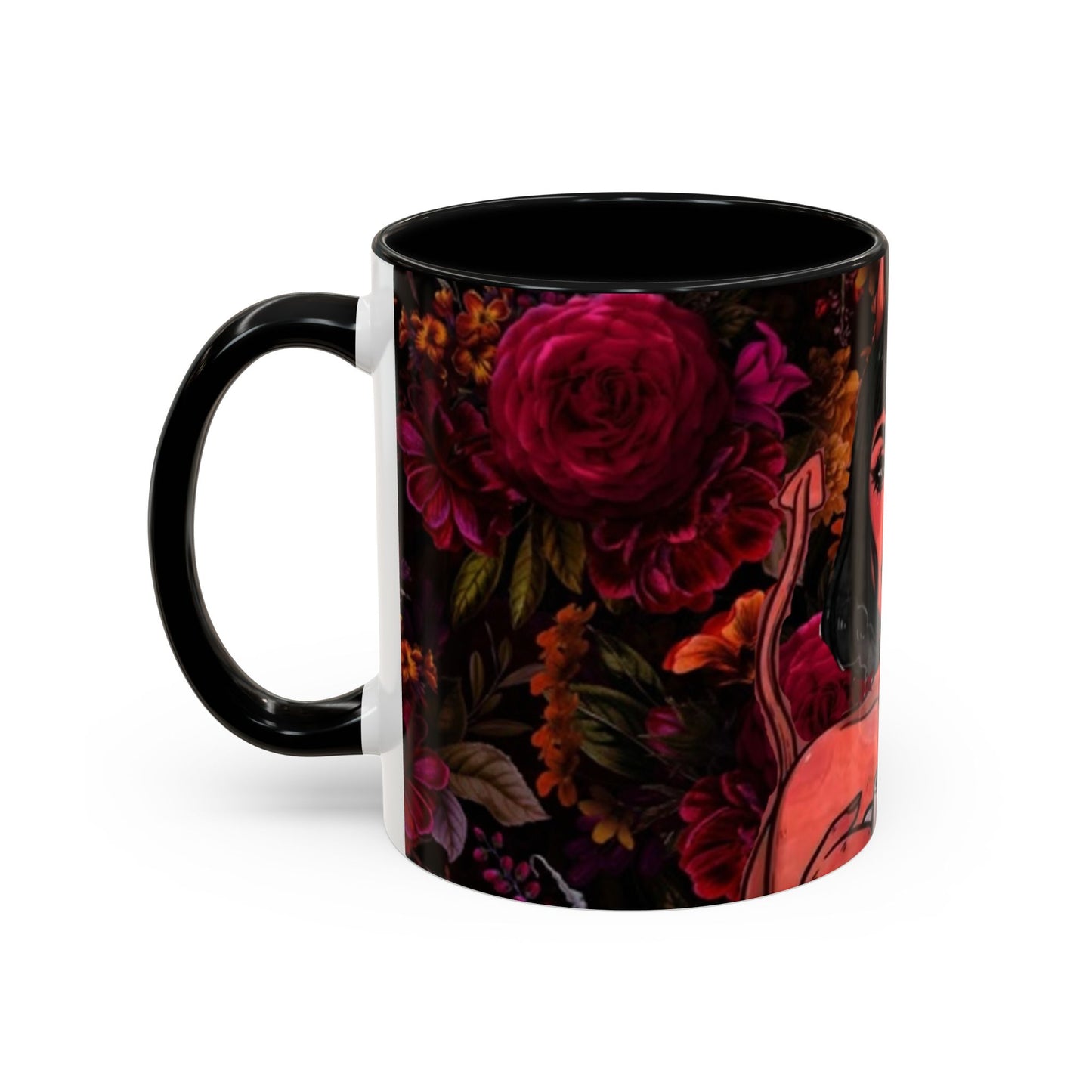 Gothic Floral Accent Coffee Mug - Perfect for Coffee Lovers, Gift for Birthdays, Drama Queen Decor, Unique Art Mug