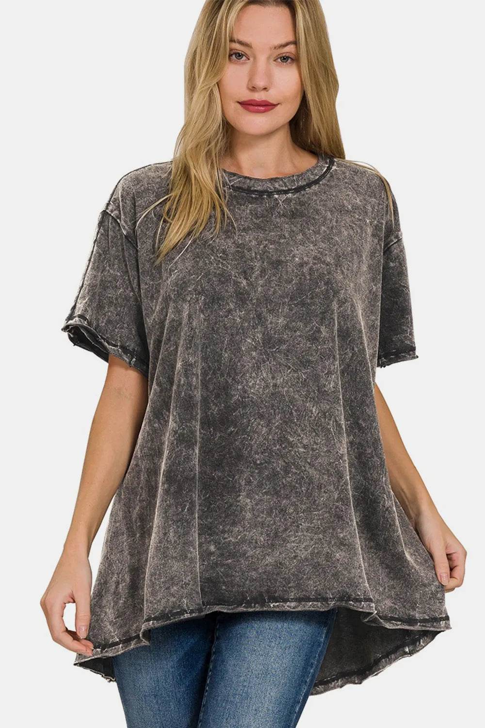 Zenana Round Neck Dropped Shoulder Blouse - IntuitiveEncBoutique