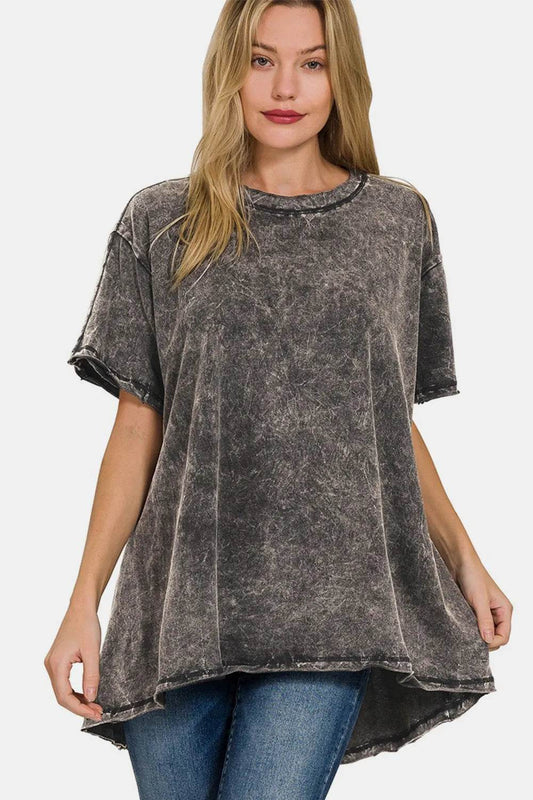 Zenana Round Neck Dropped Shoulder Blouse - IntuitiveEncBoutique