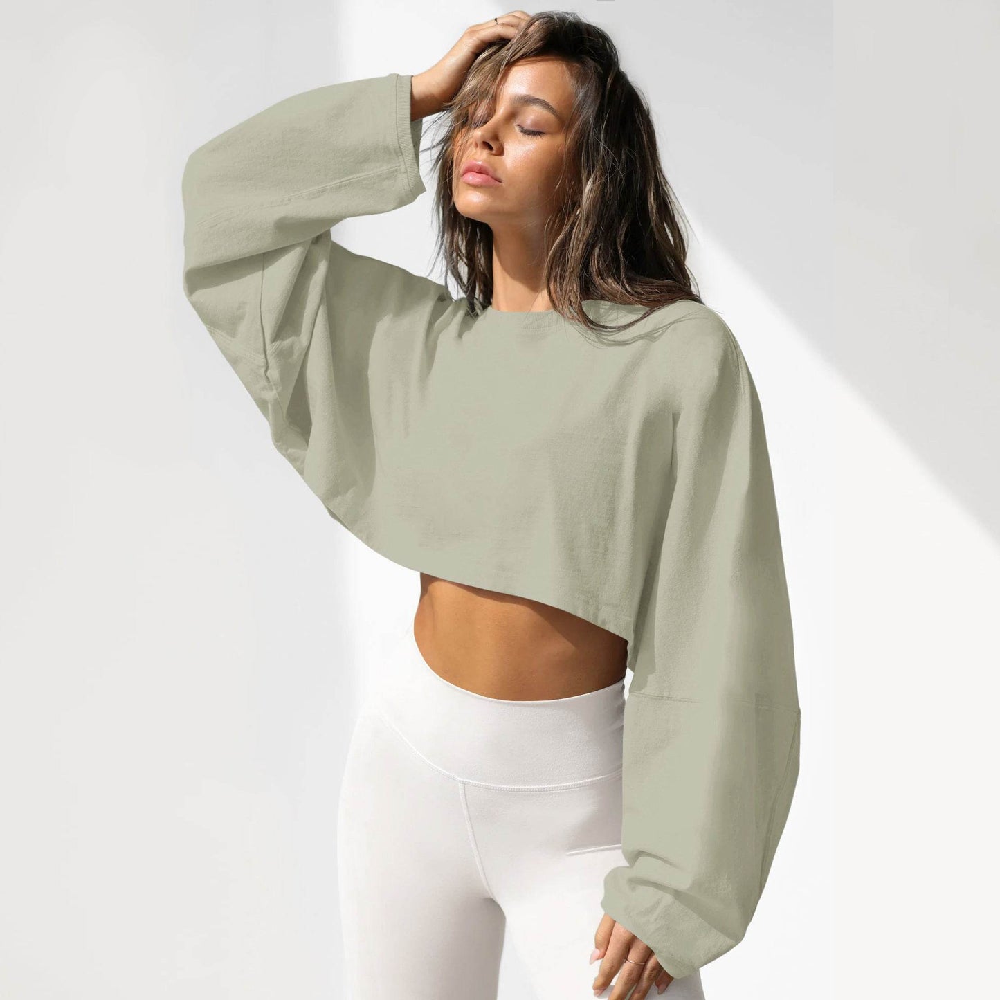 Vintage Hoodie Women's Long Sleeve Crop Knitwear Sport Yoga - IntuitiveEncBoutique