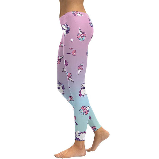 Unicorn Series Women Leggings Star Ice Cream Digital Print Leggins Sweat Workout Woman Legging Slim Pants - IntuitiveEncBoutique