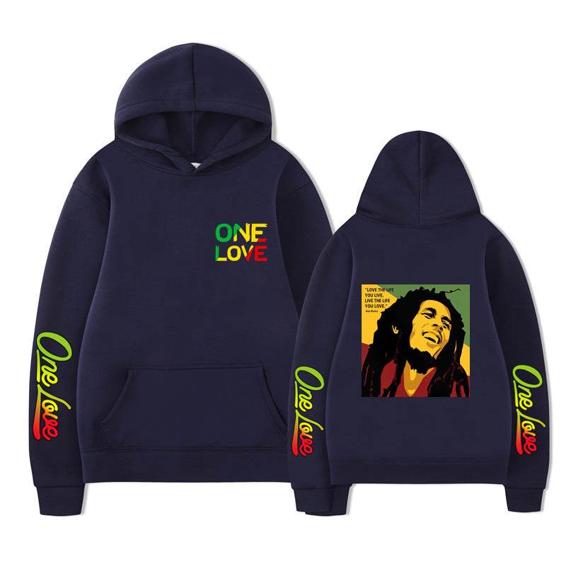 Bob Marley Loose Hooded Sweatshirt for Spring and Autumn - IntuitiveEncBoutique
