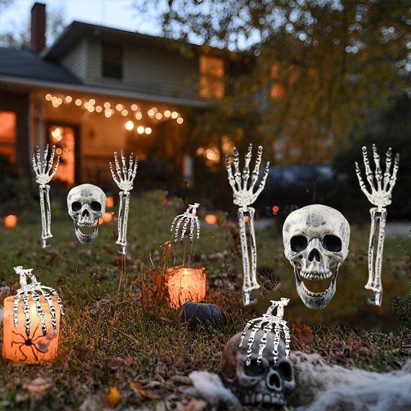 Halloween Skeleton Stakes: Realistic Skull, Head, Hands/Arms – For Party, Home, Garden, Lawn - IntuitiveEncBoutique