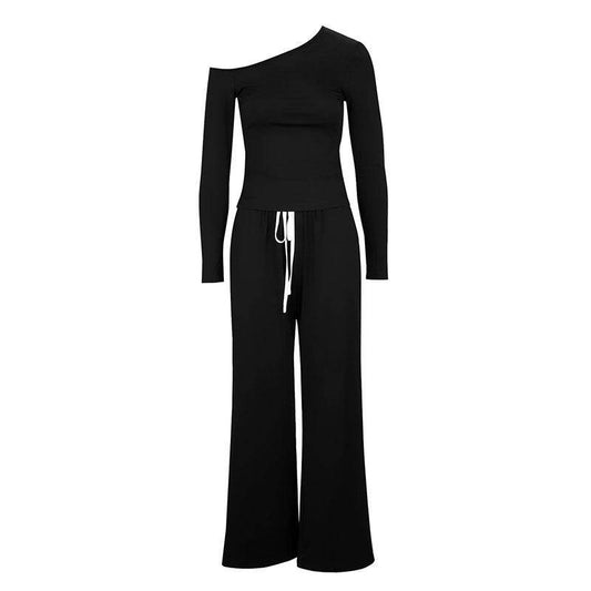 Loose wide leg long pants long sleeved T-shirt set - IntuitiveEncBoutique
