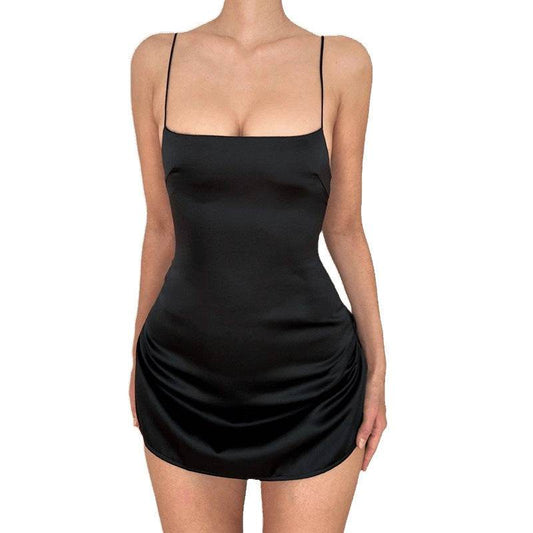 Strapless Dress Elegant Backless Satin Short Skirt - IntuitiveEncBoutique