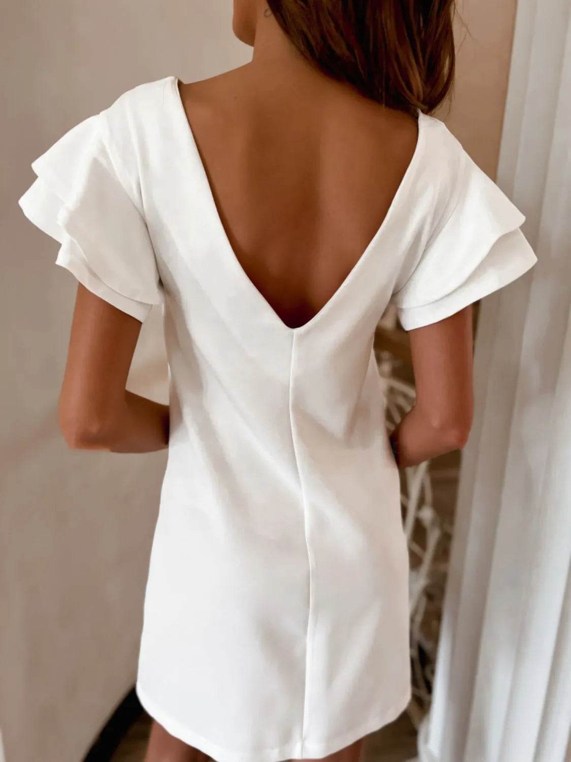 Ruffled Layered Short Sleeve Mini Dress - IntuitiveEncBoutique