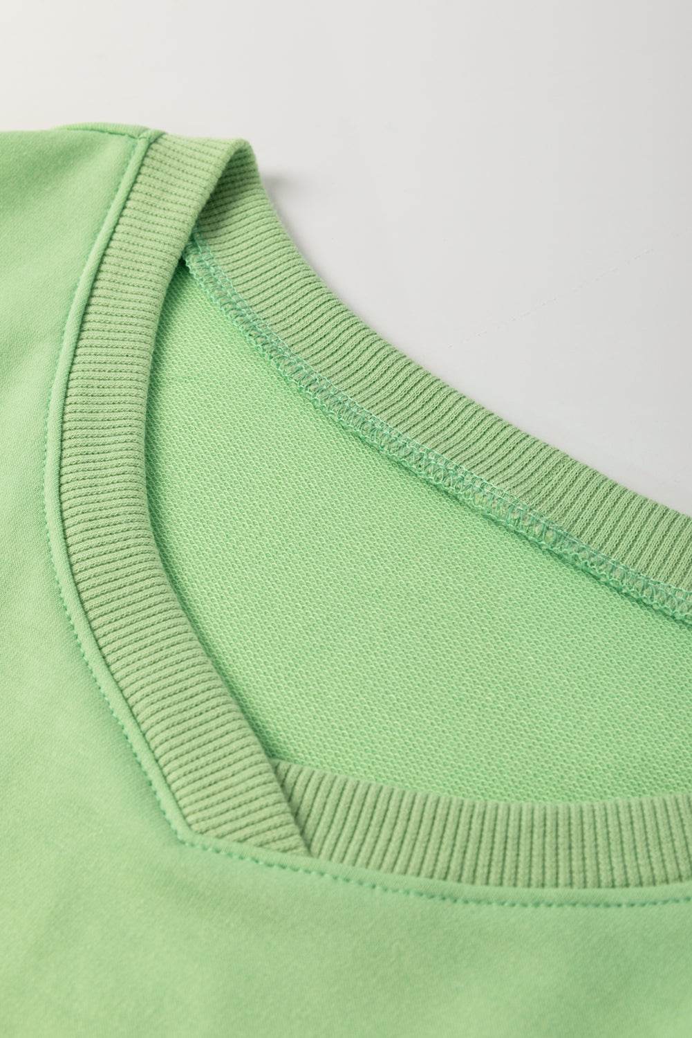 Meadow Mist Green Plus Size V Neck Drop Shoulder Tee Loose Shorts 2pcs Outfit - IntuitiveEncBoutique