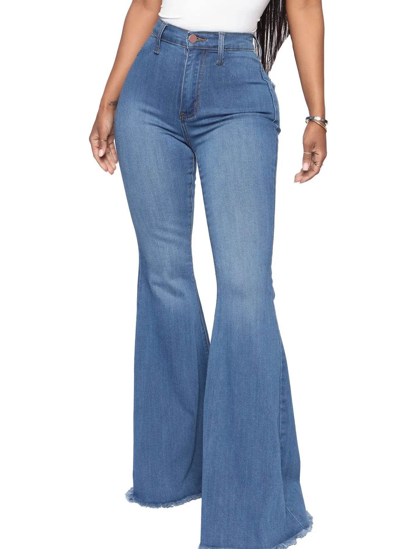 Full Size High-Waisted Raw Hem Flare Jeans Plus Size - IntuitiveEncBoutique
