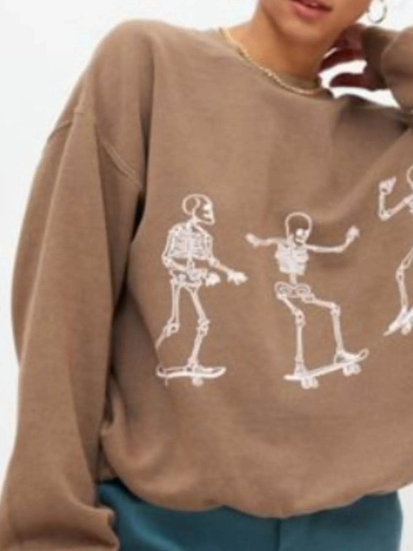 Skeleton Graphic Oversized Sweatshirt - IntuitiveEncBoutique